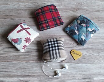 Fabric cases, coin purse, lipstick holder, lipstick case pouch, key pouch, earphone case, money bag, key case, beauty bag, pochette
