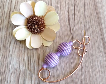 Shawl pin, purple pin, scarf pin, lilac pin, sweater pin, copper pin, brooch pin for women,anniversary gift, gift for her