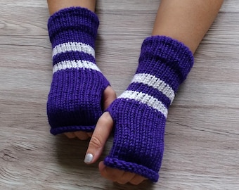 Fingerless gloves, Arm Warmers, purple hand warmer, wool gloves, ultra violet gloves, purple Gloves, Merino wool, half finger gloves