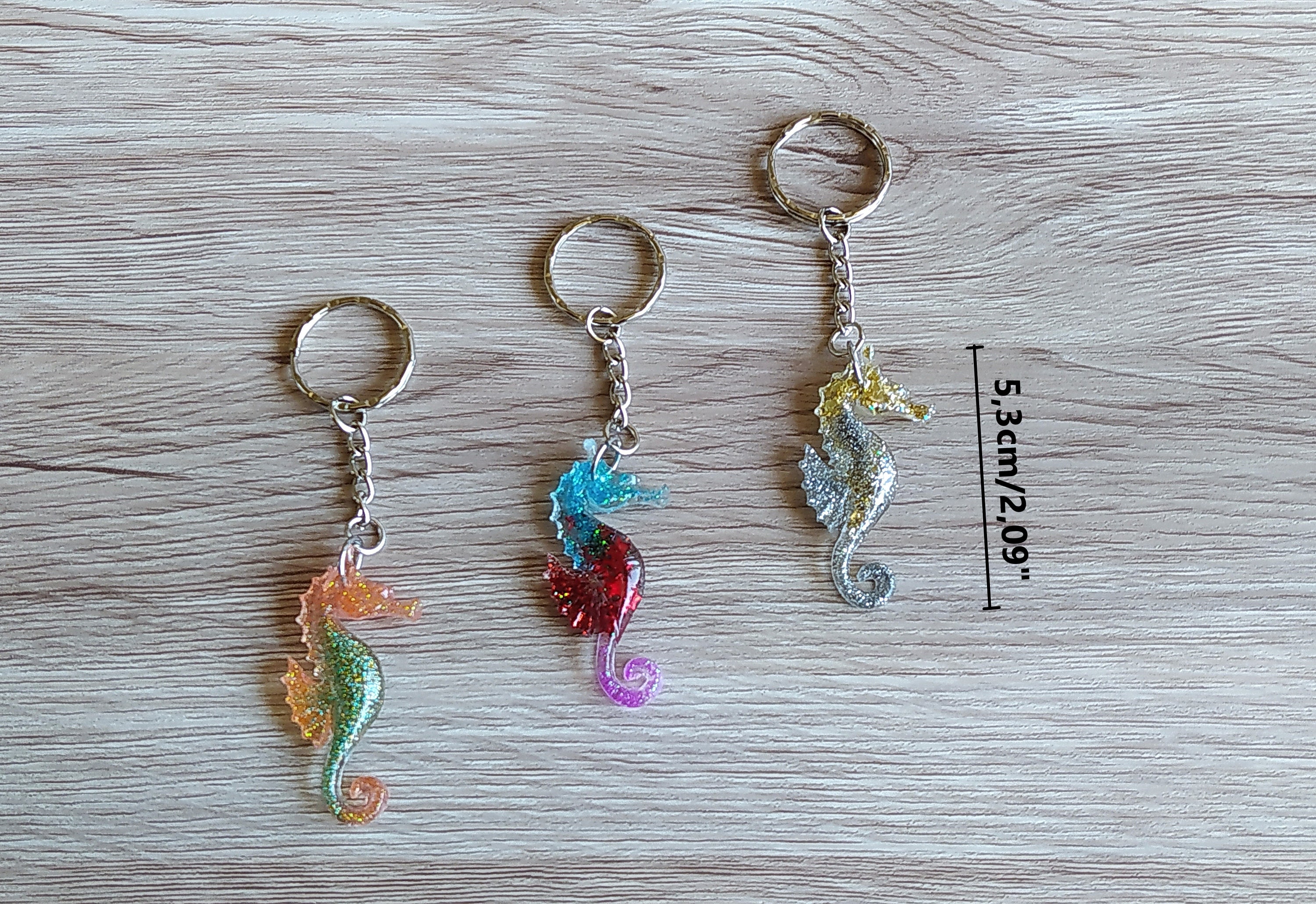 Seahorse Keychain Colored Key Rings Seahorse Keyring Resin - Etsy