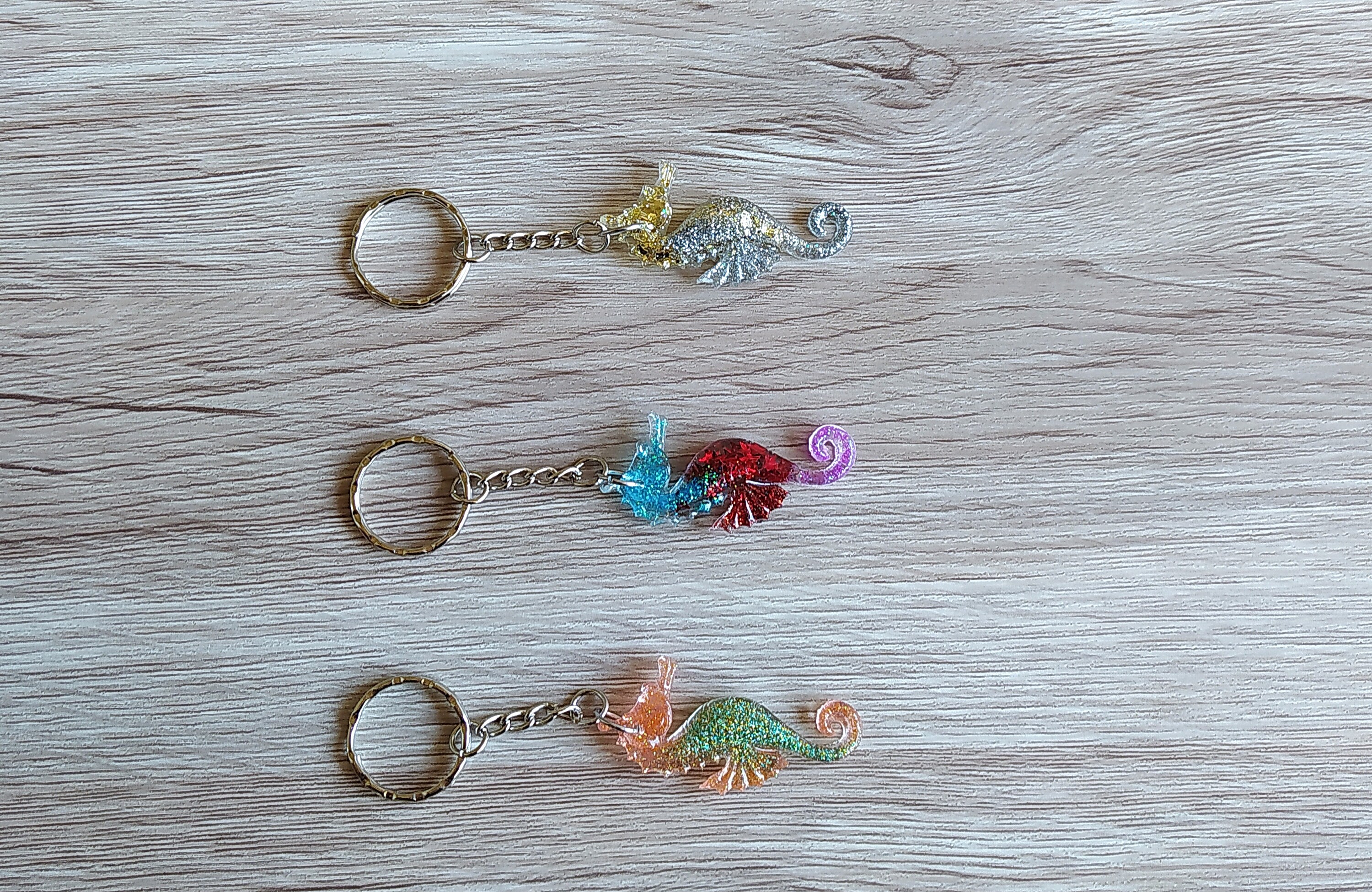 Seahorse Keychain, Colored Key Rings, Seahorse Keyring, Resin Jewelry ...