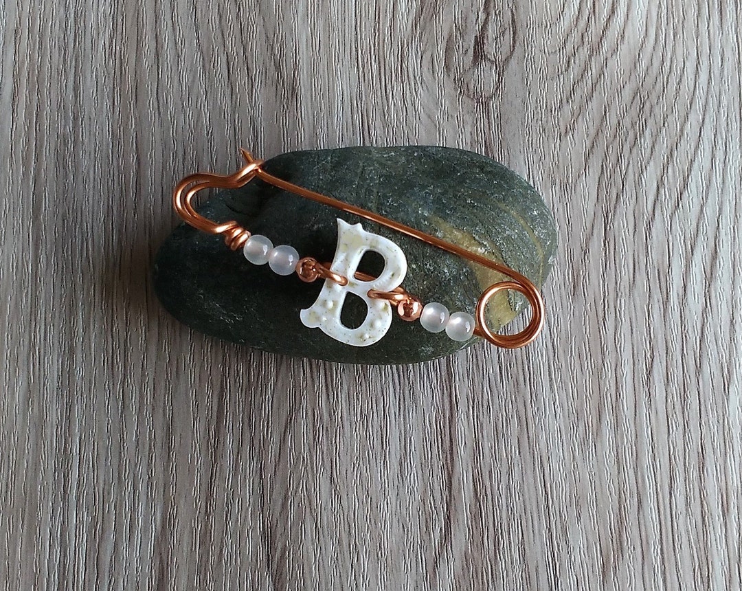Custom Pin, Initial Brooch, Shawl Pin, Letter B, Safety Pin, Name ...
