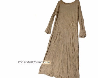 Stone Washed Unusual Sarueru Pants Brown Cotton100/% Boho Peasant Asian Unisex