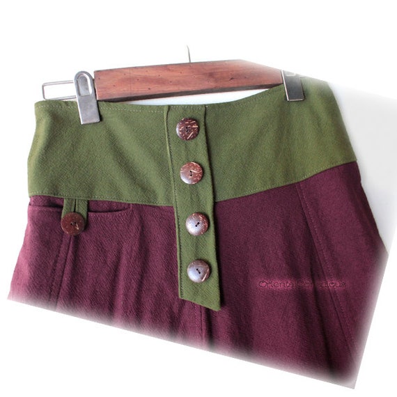 Stone Washed Unusual Sarueru Pants Brown Cotton100/% Boho Peasant Asian Unisex