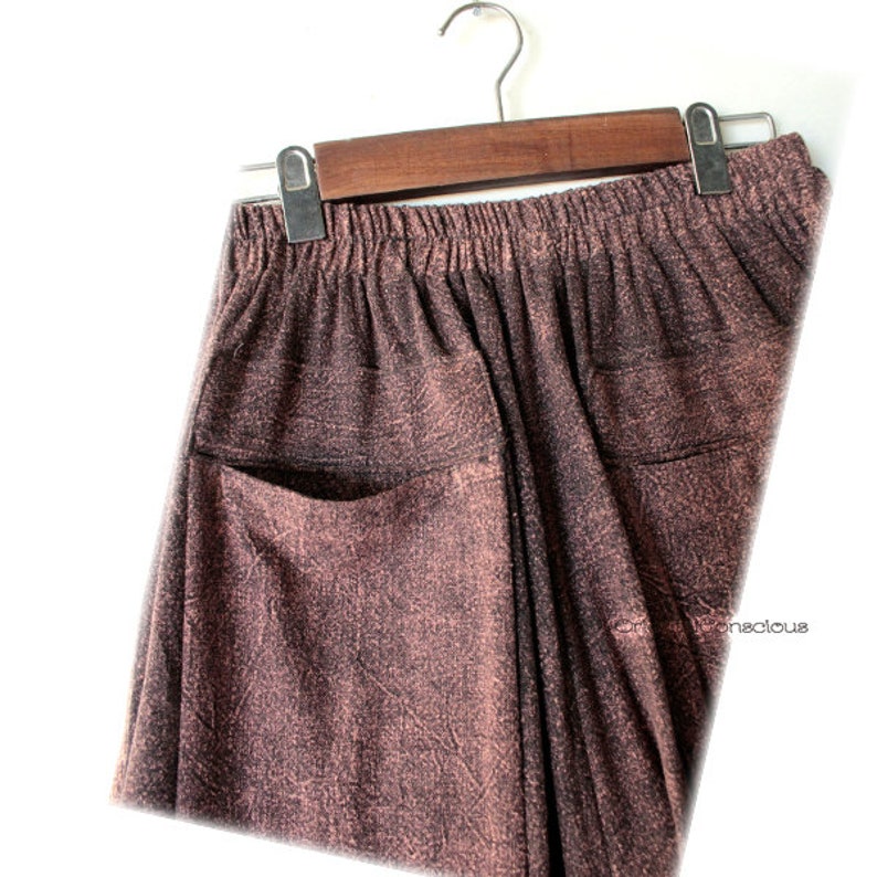 Stone Washed Unusual Sarueru Pants Brown Cotton100/% Boho Peasant Asian Unisex
