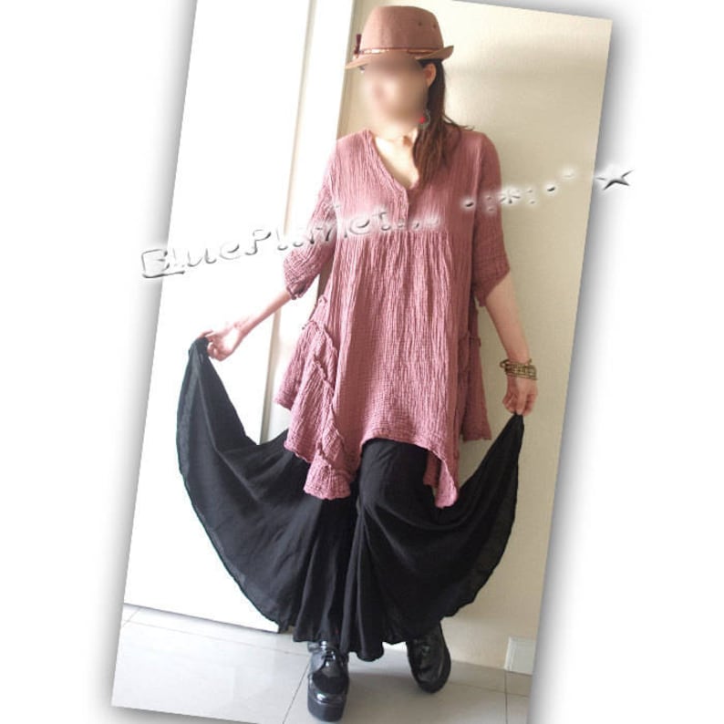 Fluffy Drape Bohemian Flare Pants Puple Cotton100/% Hippie Hippy Peasant Natural Boho