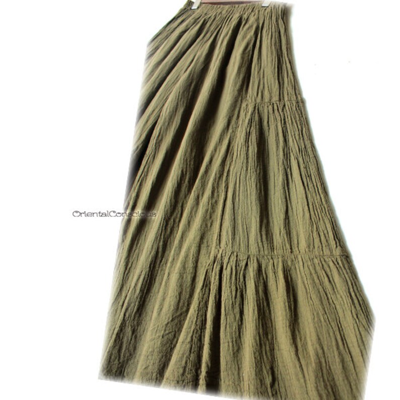 Wrinkle Cotton Wide Frea Pants Khaki Cotton100/% Boho Peasant Asian Natural