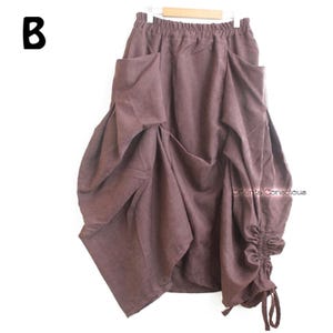 Gonna asimmetrica deforme con orlo a cordoncino B / Marrone Goth Boho Hippie Boho