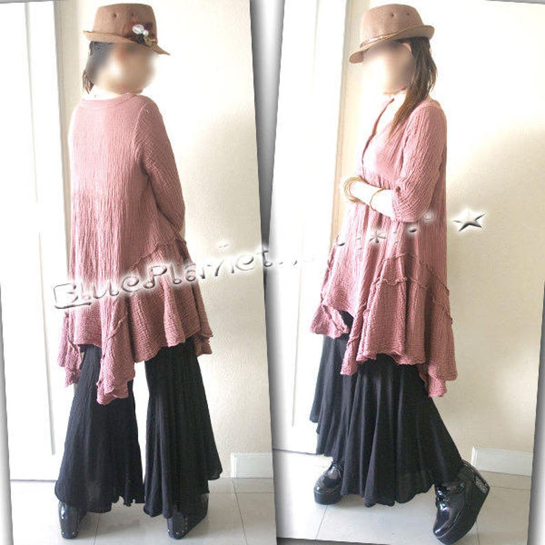 Fluffy Drape Bohemian Flare Pants Puple Cotton100/% Hippie Hippy Peasant Natural Boho