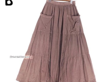 Front Side Layered Deformation Flare Skirt B Boho Peasant Hippie Asian GOth