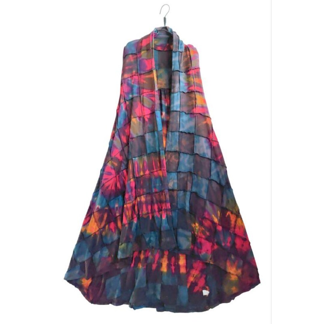 Patchwork Rave SPANDEX Cotton Tie Dye Patchwork Long Vest A / Rainbow Psyche Boho ...