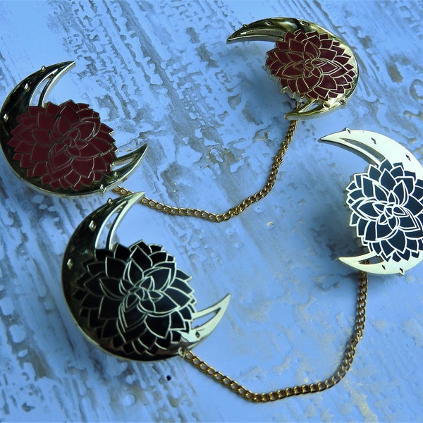 Dahlia Enamel Collar Pin Set