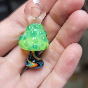 One Rainbow Sparkle Mushroom Pendant made to order