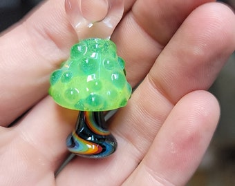 One Rainbow Sparkle Mushroom Pendant made to order