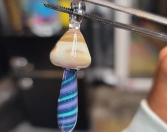 Hand Blown Glass Mushroom Pendant