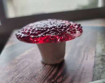 Hand Blown Glass Mushroom Paperweight