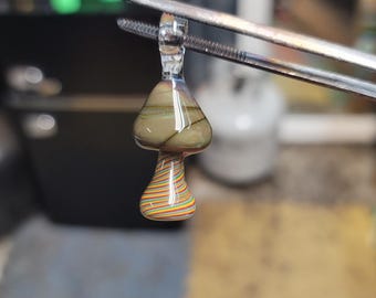Hand Blown Glass Mushroom Pendant