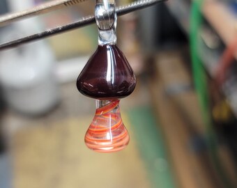 Hand Blown Glass Mushroom Pendant