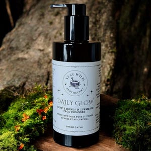 Daily Glow Face Cleanser | Honey and Turmeric All Natural Creamy Gel Facial Wash | Non Foaming Organic Herbal Skincare | Sensitive Skin