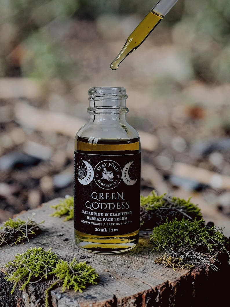 Green Goddess Organic Face Serum | Herbal Infusion for Sensitive Skin image 1