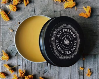 Herbal Calendula Salve | Handcrafted Natural Hydrating Balm, Fragrance Free, Organic, Child Safe