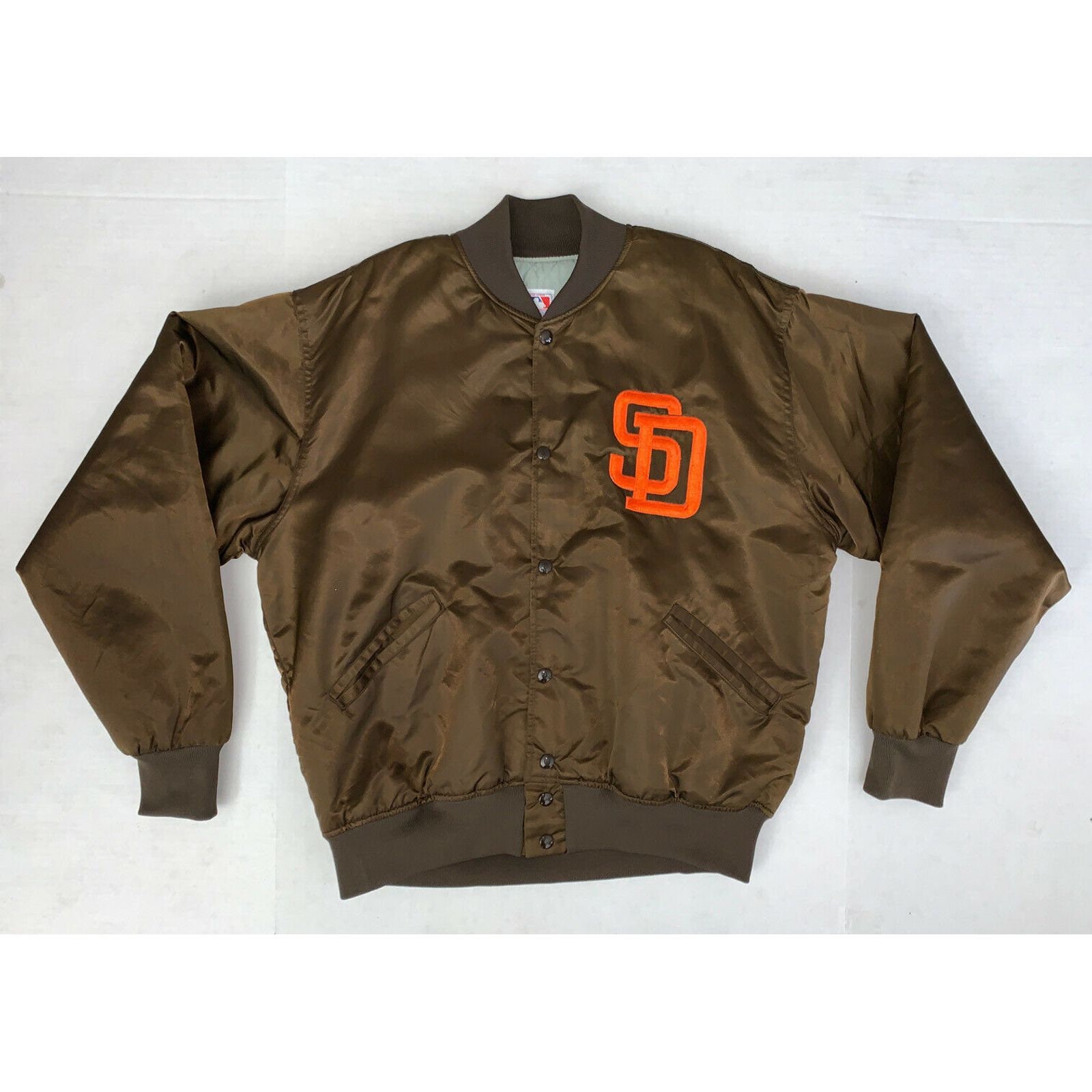 Vintage 80s San Diego Padres Satin Jacket Size Large Brown 
