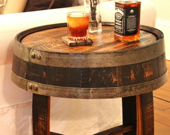 Handcrafted Oak Whiskey Barrel End Table