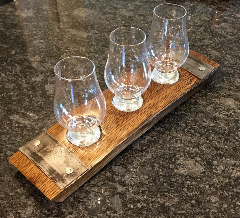 Whiskey Flight Tray With Glencairn Whiskey Glasses Made From Etsy