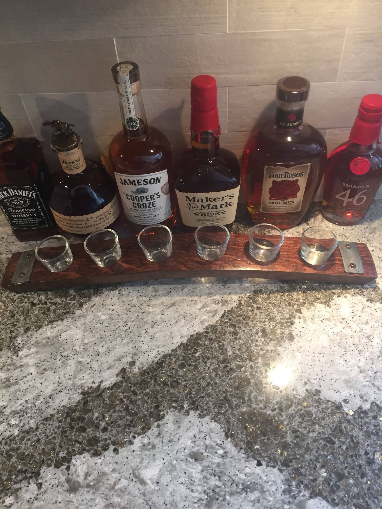 Shot Glass Flight Tray Made From Reclaimed Whiskey Bourbon Etsy