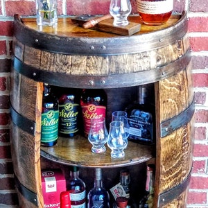 Half Whiskey / Bourbon Barrel Cabinet ~ Handcrafted From A Reclaimed Whiskey Barrel