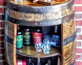 Half Whiskey / Bourbon Barrel Cabinet ~ Handcrafted From A Reclaimed Whiskey Barrel