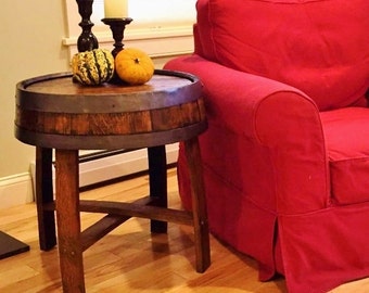 Handcrafted Oak Whiskey Barrel End Table