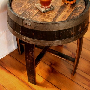 Handcrafted Oak Whiskey Barrel End Table image 2