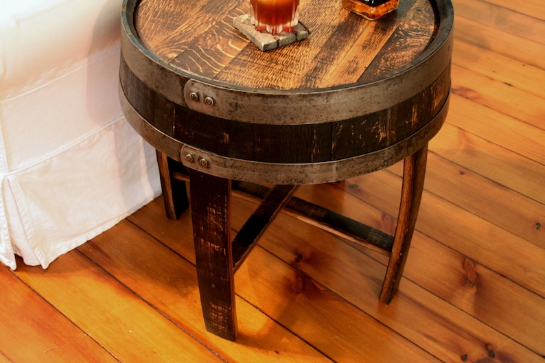 Handcrafted Oak Whiskey Barrel End Table image 2