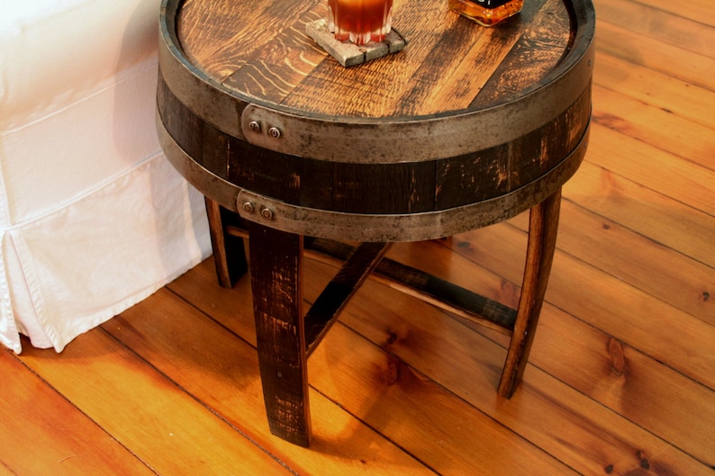 Handcrafted Oak Whiskey Barrel End Table Etsy