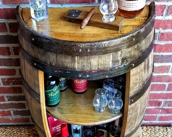 Half Whiskey Bourbon Barrel Cabinet Handcrafted From A Reclaimed Whiskey Barrel