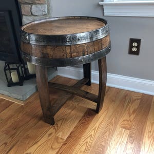 Handcrafted Oak Whiskey Barrel End Table image 4