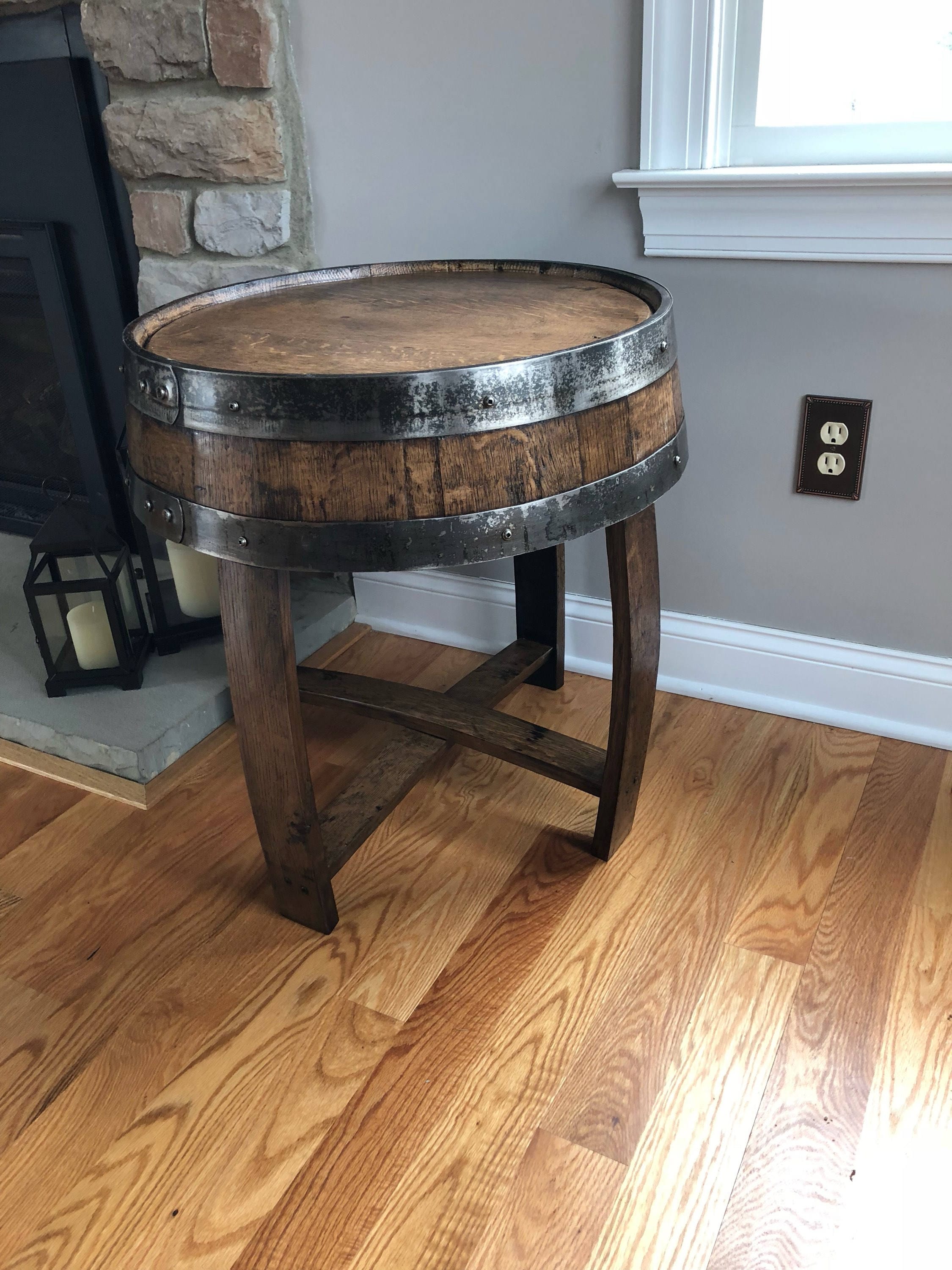 Handcrafted Oak Whiskey Barrel End Table