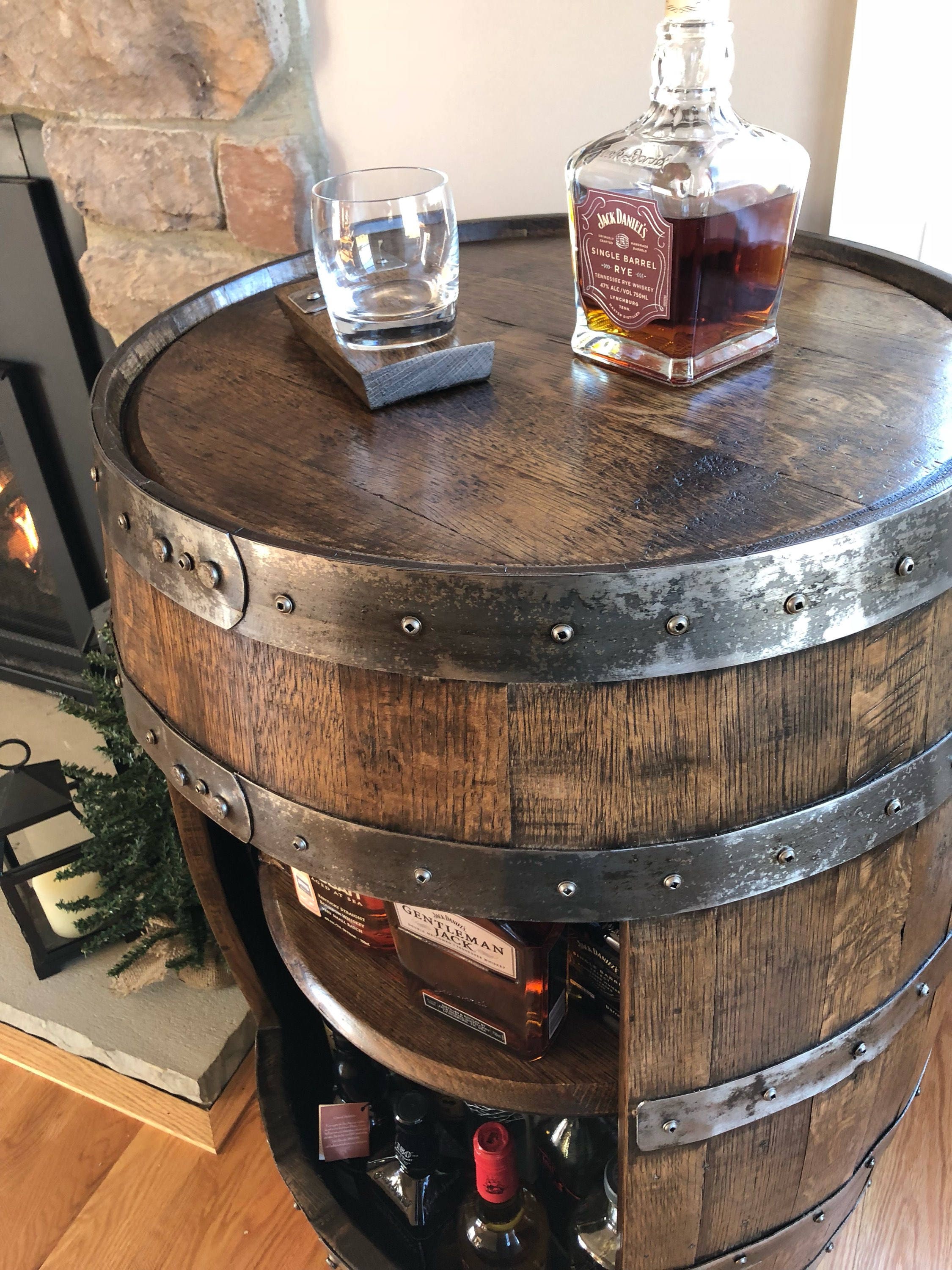 whiskey barrel cabinet