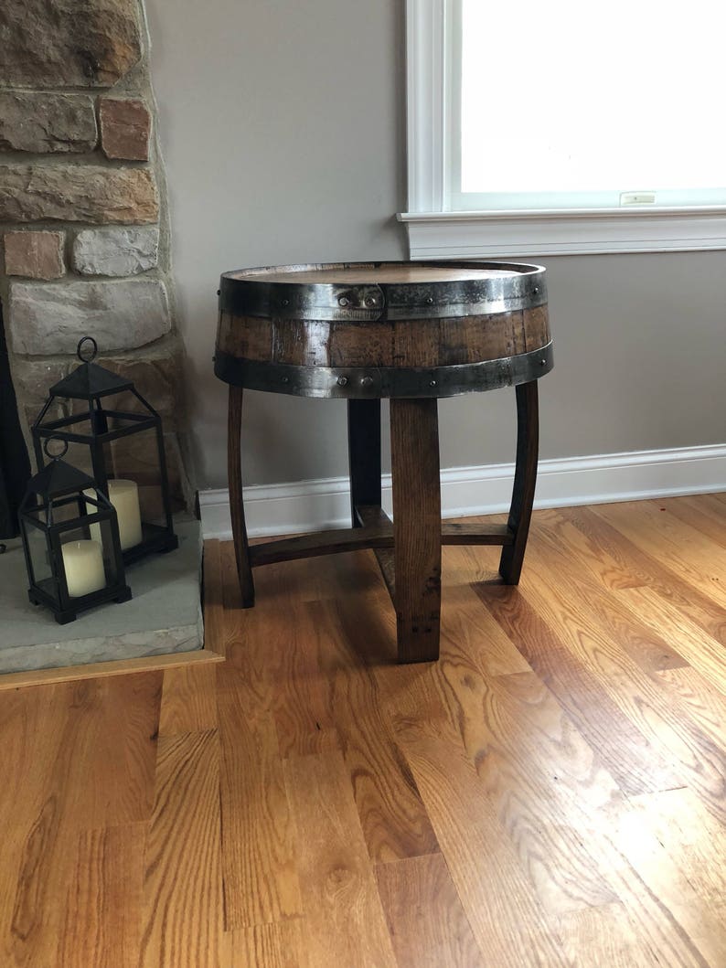 Handcrafted Oak Whiskey Barrel End Table image 6