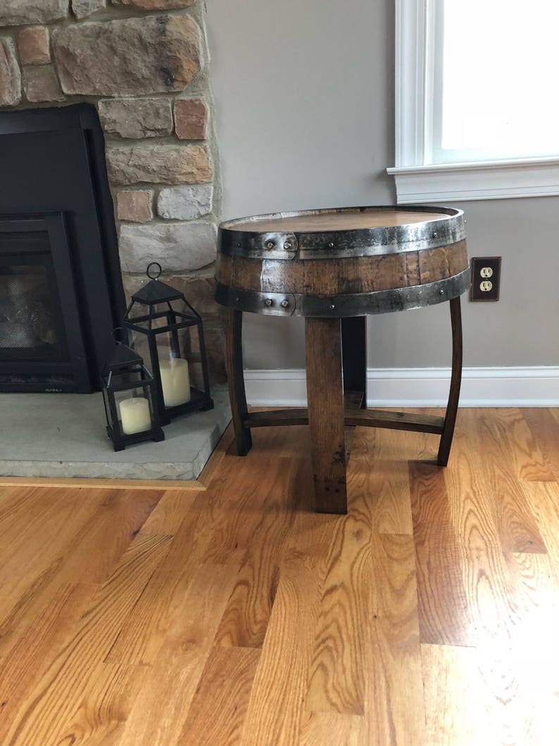 Handcrafted Oak Whiskey Barrel End Table image 7
