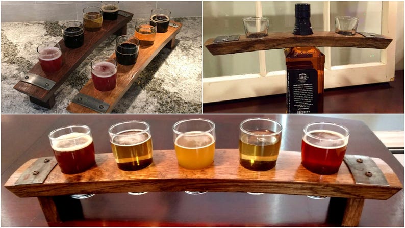 Perfect Groomsman Gift Whiskey Stave beer flights and Shot Glass Flights image 1