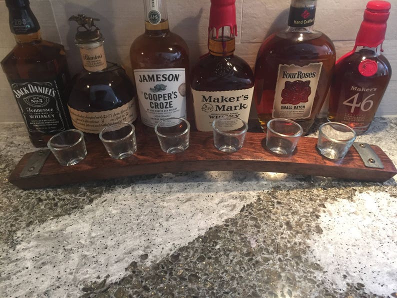 Shot Glass Flight Tray Made From Reclaimed Whiskey Bourbon Etsy
