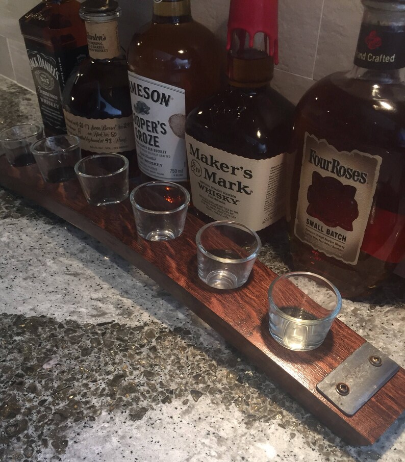 Shot Glass Flight Tray Made From Reclaimed Whiskey Bourbon Etsy