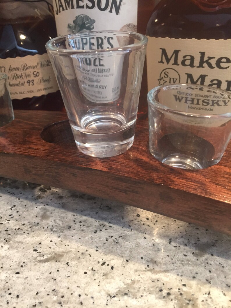 Shot Glass Flight Tray Made From Reclaimed Whiskey Bourbon Etsy