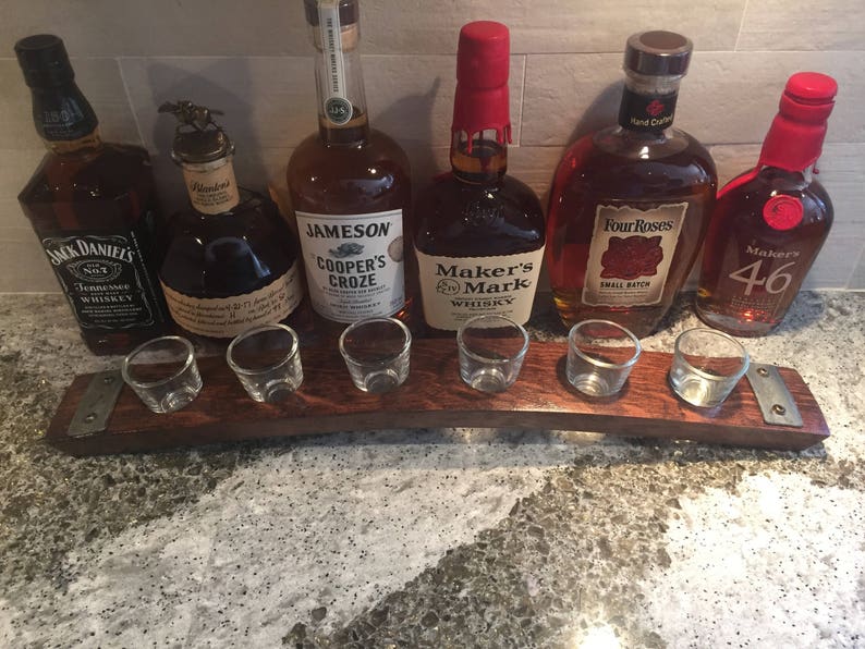 Shot Glass Flight Tray Made From Reclaimed Whiskey Bourbon Etsy