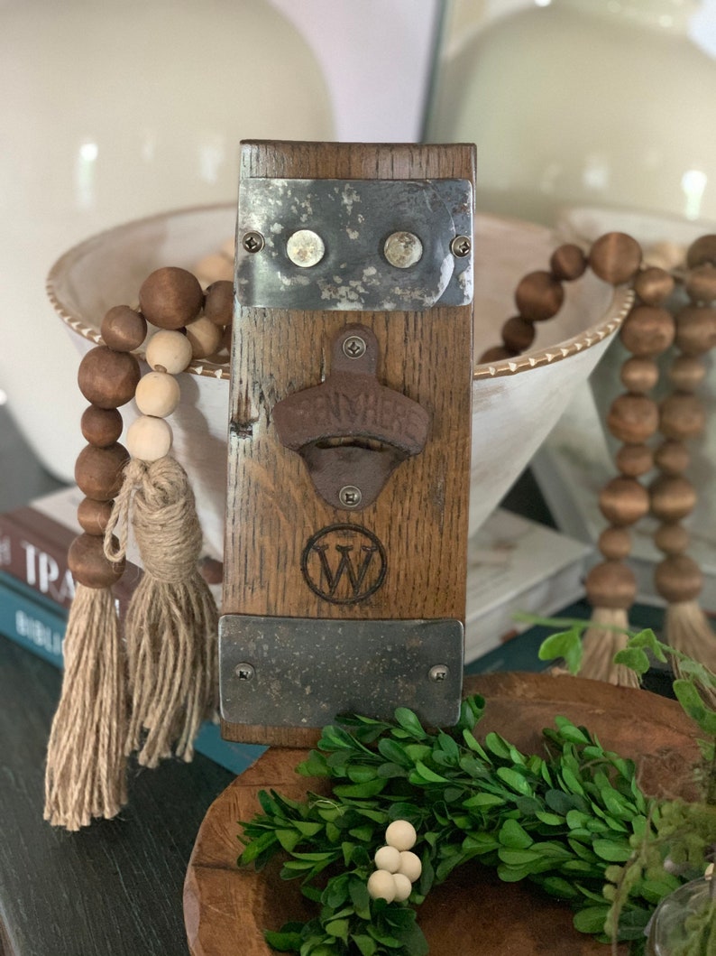 Whiskey Barrel Stave Bottle Opener Wall Mount Etsy