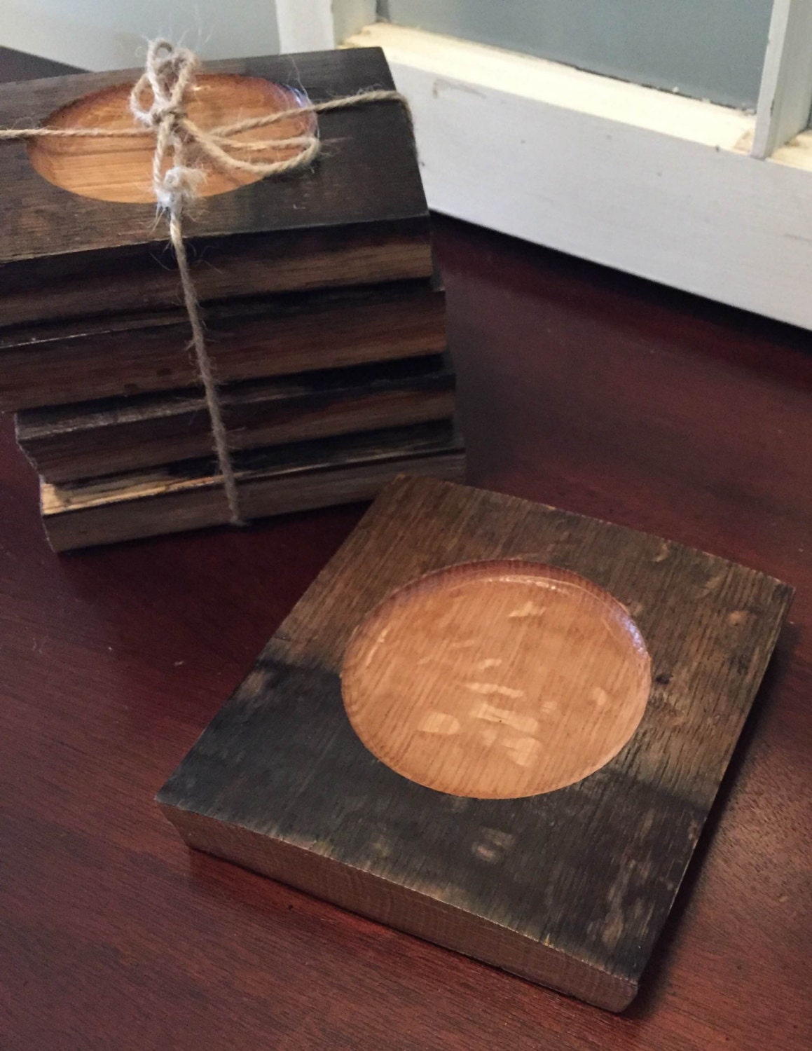 Whiskey Barrel Coaster Set - Made From A Reclaimed Whiskey Barrel Stave