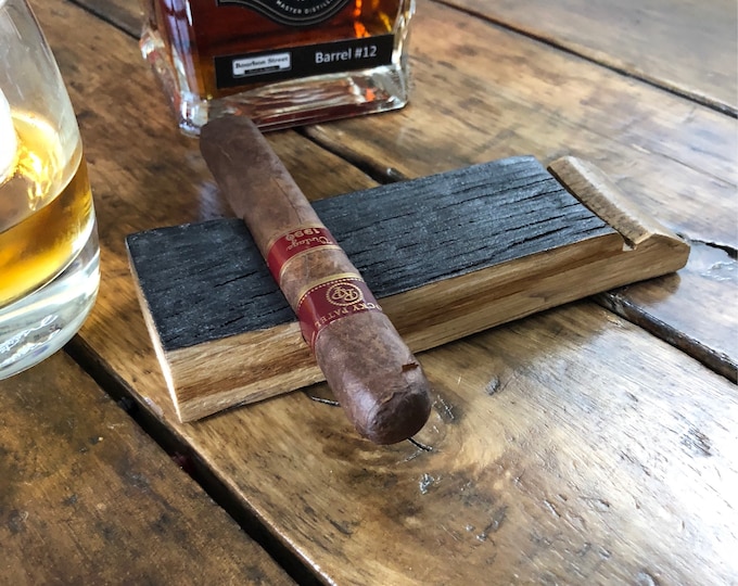 Cigar Rest Made From A Whiskey Barrel Stave