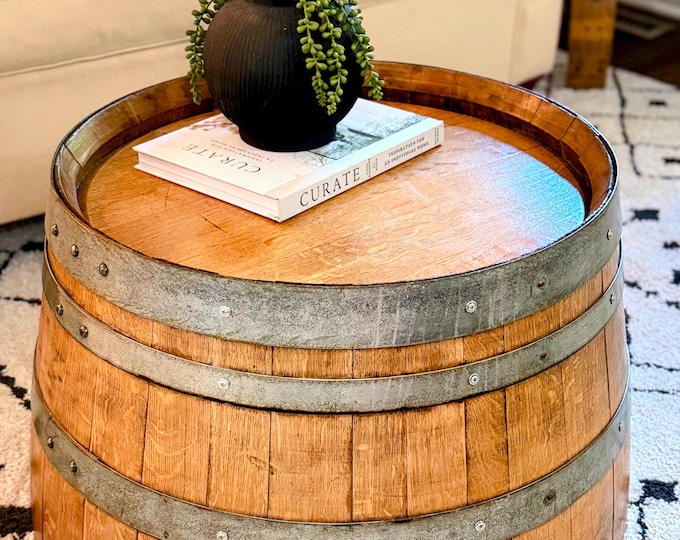 Half Wine Barrel Coffee Table ~ Handcrafted From A Reclaimed Wine Barrel